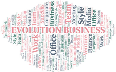 Evolution Business word cloud. Collage made with text only.
