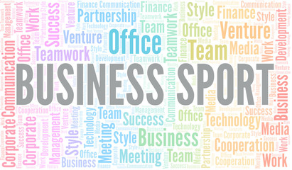 Fototapeta premium Business Sport word cloud. Collage made with text only.