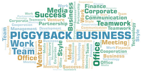 Obraz premium Piggyback Business word cloud. Collage made with text only.
