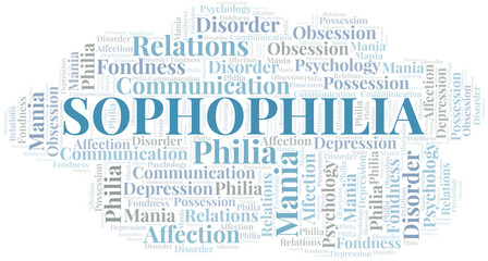 Fototapeta premium Sophophilia word cloud. Type of Philia.