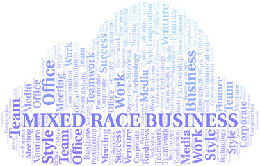 Fototapeta premium Mixed Race Business word cloud. Collage made with text only.
