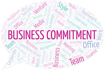 Business Commitment word cloud. Collage made with text only.