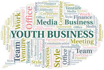Obraz premium Youth Business word cloud. Collage made with text only.