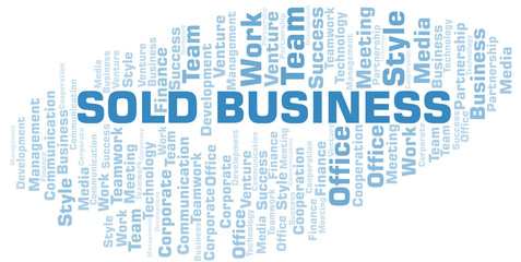 Sold Business word cloud. Collage made with text only.