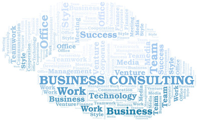 Obraz premium Business Consulting word cloud. Collage made with text only.