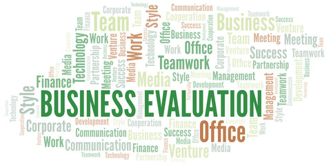 Fototapeta premium Business Evaluation word cloud. Collage made with text only.