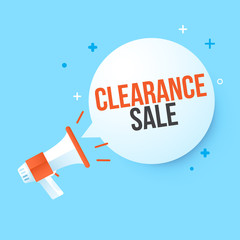 Megaphone clearance sale in speech bubble.Concept advertising sale.Vector illustration.