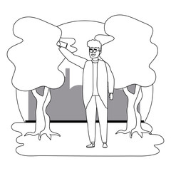 Avatar man with smartphone design