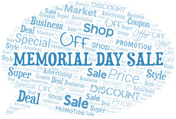 Memorial Day Sale Word Cloud. Wordcloud Made With Text.