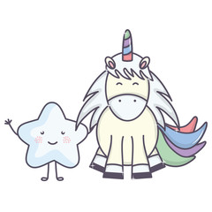cute adorable unicorn with star kawaii fairy characters