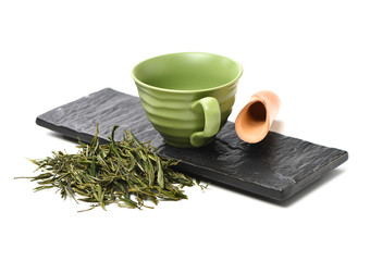 green tea on white background