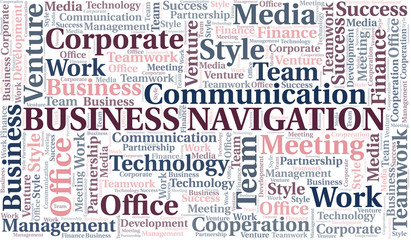 Fototapeta premium Business Navigation word cloud. Collage made with text only.