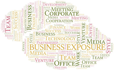 Obraz premium Business Exposure word cloud. Collage made with text only.