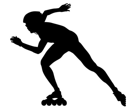 Silhouette athletes of skates on white background