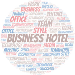 Obraz premium Business Hotel word cloud. Collage made with text only.