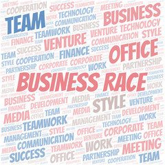 Fototapeta premium Business Race word cloud. Collage made with text only.