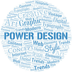 Power Design word cloud. Wordcloud made with text only.