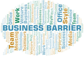 Obraz premium Business Barrier word cloud. Collage made with text only.