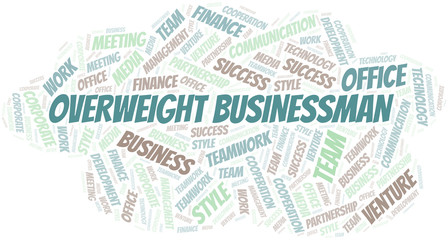 Obraz premium Overweight Businessman word cloud. Collage made with text only.