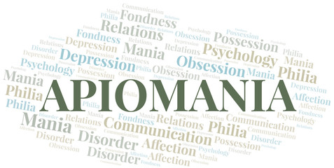 Obraz premium Apiomania word cloud. Type of mania, made with text only.