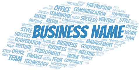 Fototapeta premium Business Name word cloud. Collage made with text only.