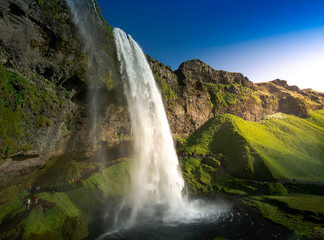 Seljelandfoss in sunset, Iceland