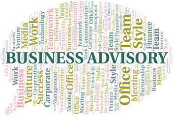 Fototapeta premium Business Advisory word cloud. Collage made with text only.