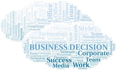 Obraz premium Business Decision word cloud. Collage made with text only.