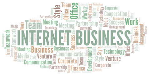 Internet Business word cloud. Collage made with text only.