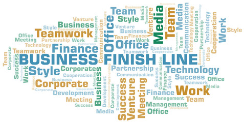 Business Finish Line word cloud. Collage made with text only.