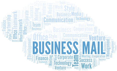 Fototapeta premium Business Mail word cloud. Collage made with text only.