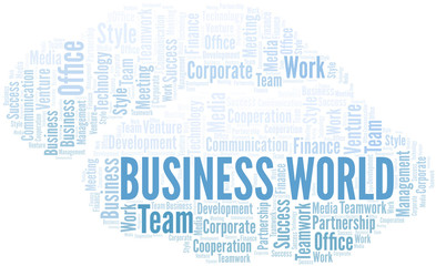 Business World word cloud. Collage made with text only.