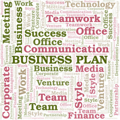 Business Plan word cloud. Collage made with text only.