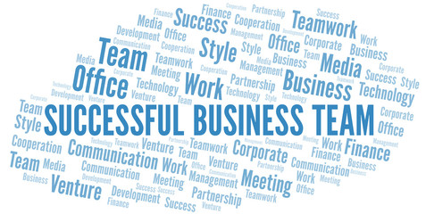 Successful Business Team word cloud. Collage made with text only.