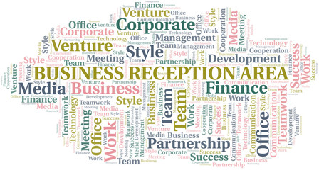 Fototapeta premium Business Reception Area word cloud. Collage made with text only.