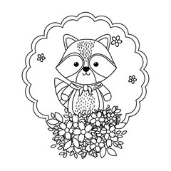 Raccoon cartoon with kerchief design