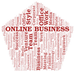 Online Business word cloud. Collage made with text only.