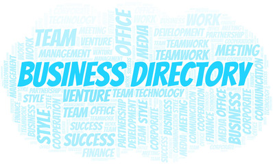 Obraz premium Business Directory word cloud. Collage made with text only.