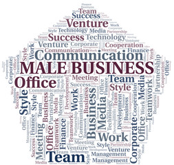 Male Business word cloud. Collage made with text only.