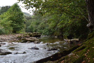 The mighty Miera River that empties into The Cantabrico at its Lierganes Pass. August 24, 2013. Lierganes, Cantabria. Vacation Nature Street Photography.