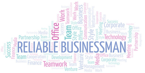 Obraz premium Reliable Businessman word cloud. Collage made with text only.