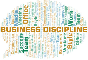 Obraz premium Business Discipline word cloud. Collage made with text only.