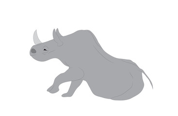 vector illustration of a gray rhino, vector
