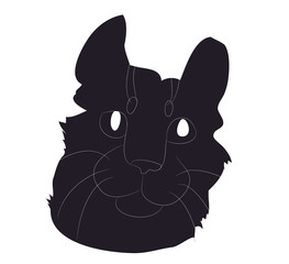vector illustration of cat portrait, drawing silhouette, vector,