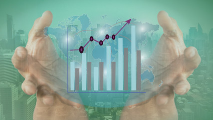 Hand touch Graph showing the flow of financial transactions