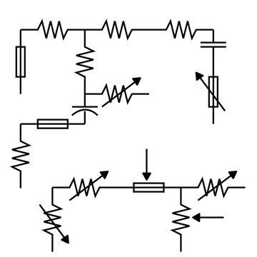 abstract resistance capacitor diagram isolate on white background