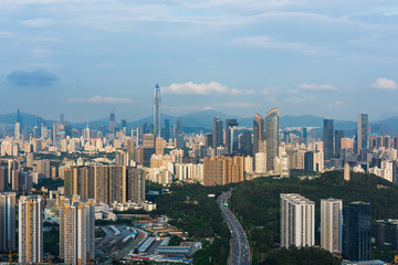 Fototapeta na wymiar Shenzhen Futian District City Buildings Skyline Scenery