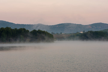 Sunrise at the regajo reservoir in Navajas, Castellon