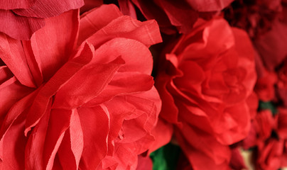 Handmade paper coral flowers background,
