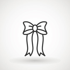 Ribbon Bow Vector Icon. Black gift bow silhouette. Template design for surprise, celebration event, presents, birthday, Christmas